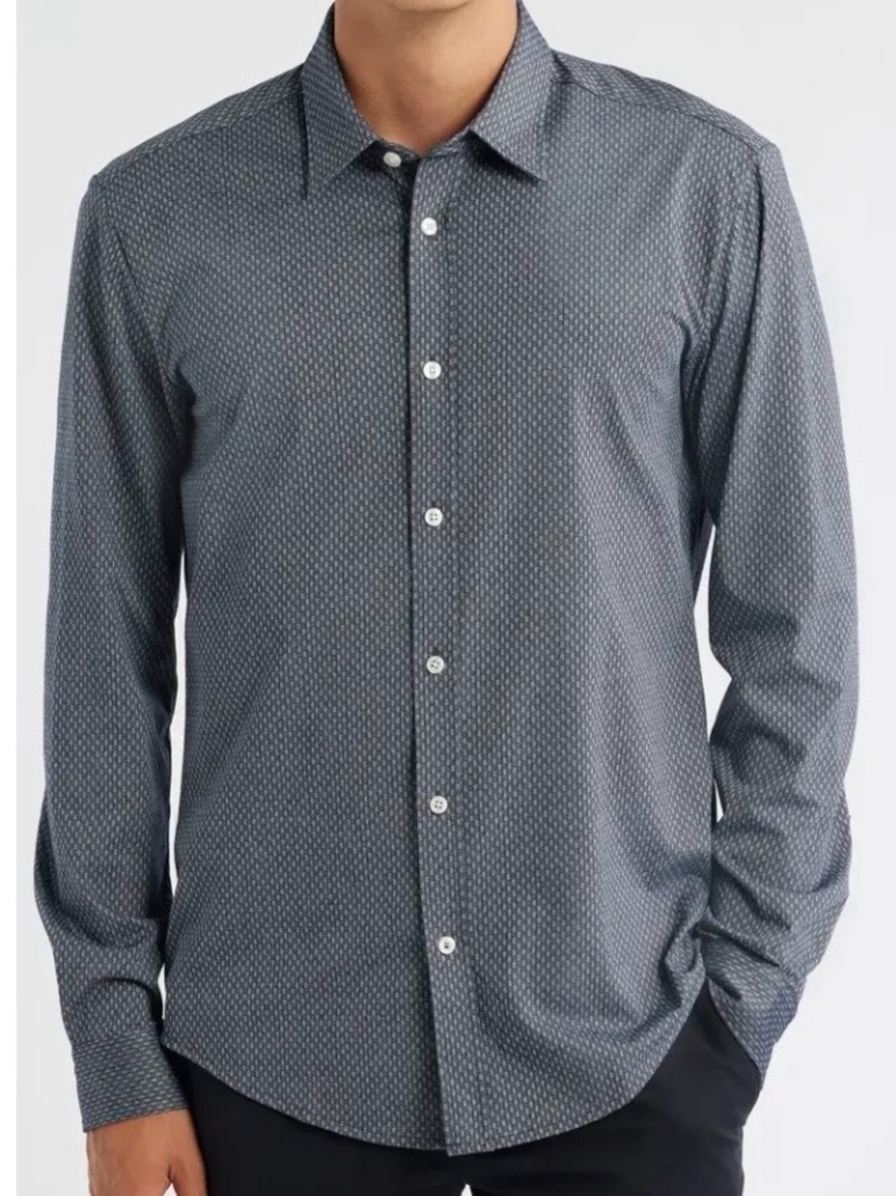 Boss Men's Dark Gray Patterned Dress Shirt size 15.5